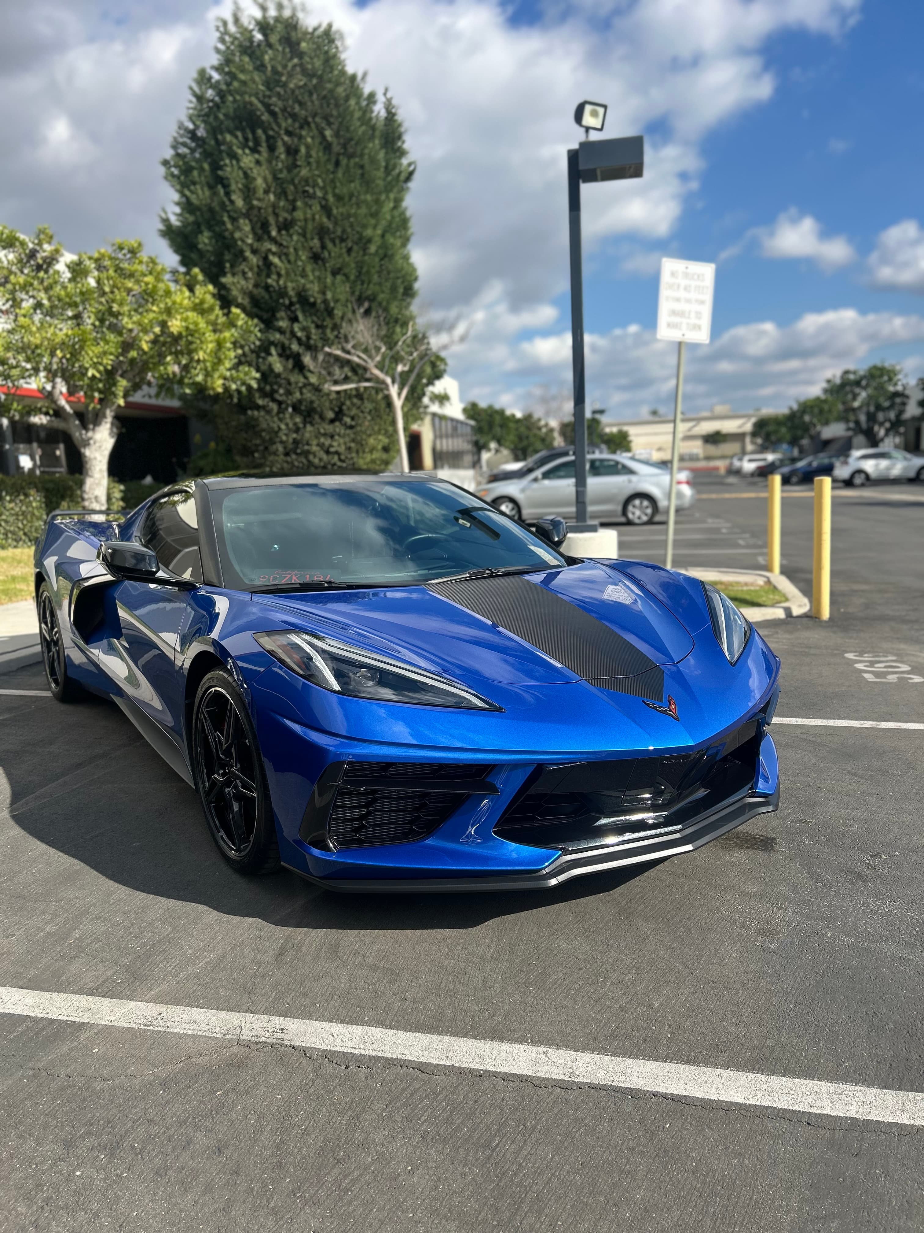 Blue C8 Corvette Stingray — 3/4 angle showing PPF protection